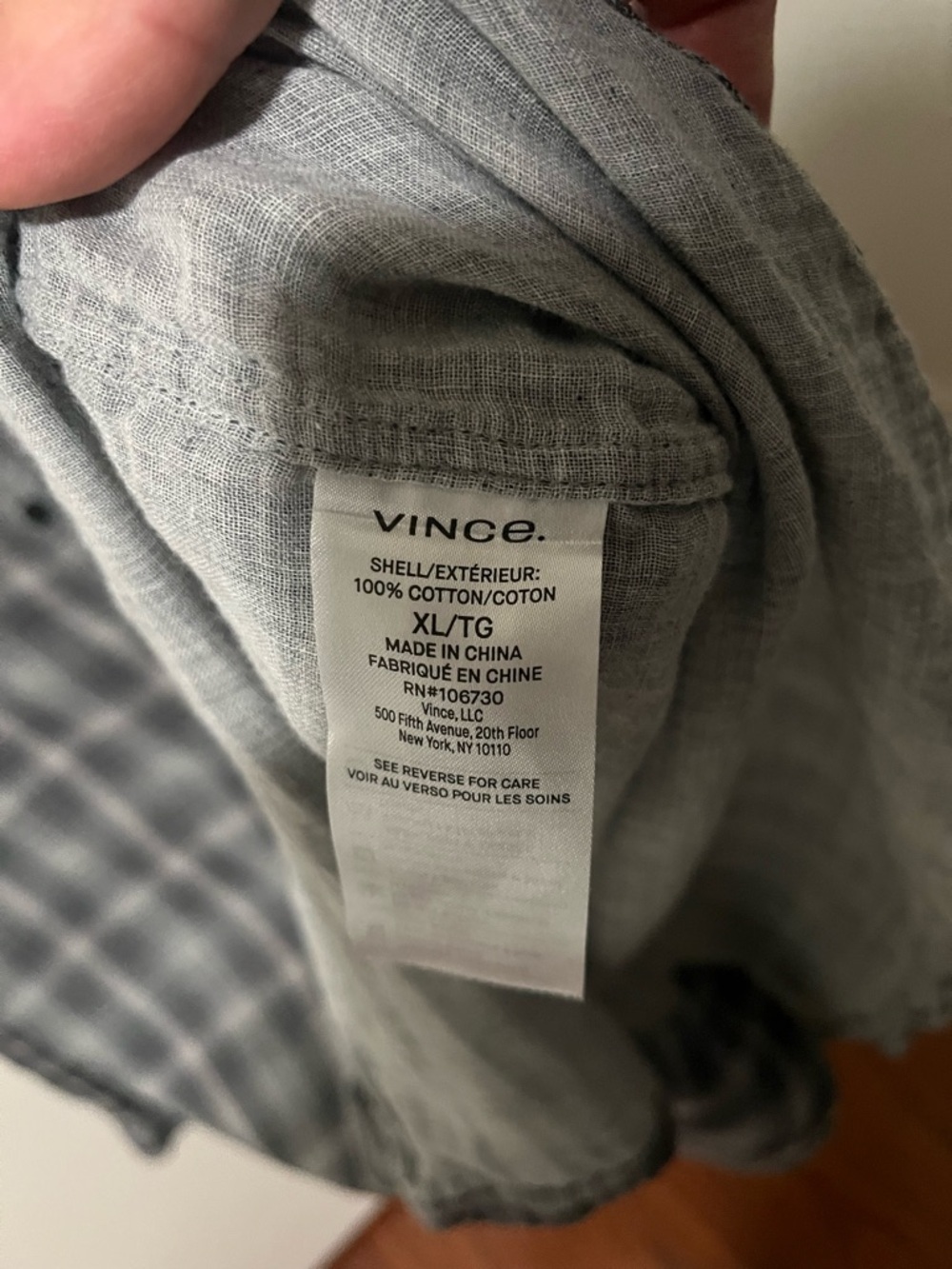 Vince Gray Plaid Long-Sleeve Button-Down Shirt - Picture 4 of 6